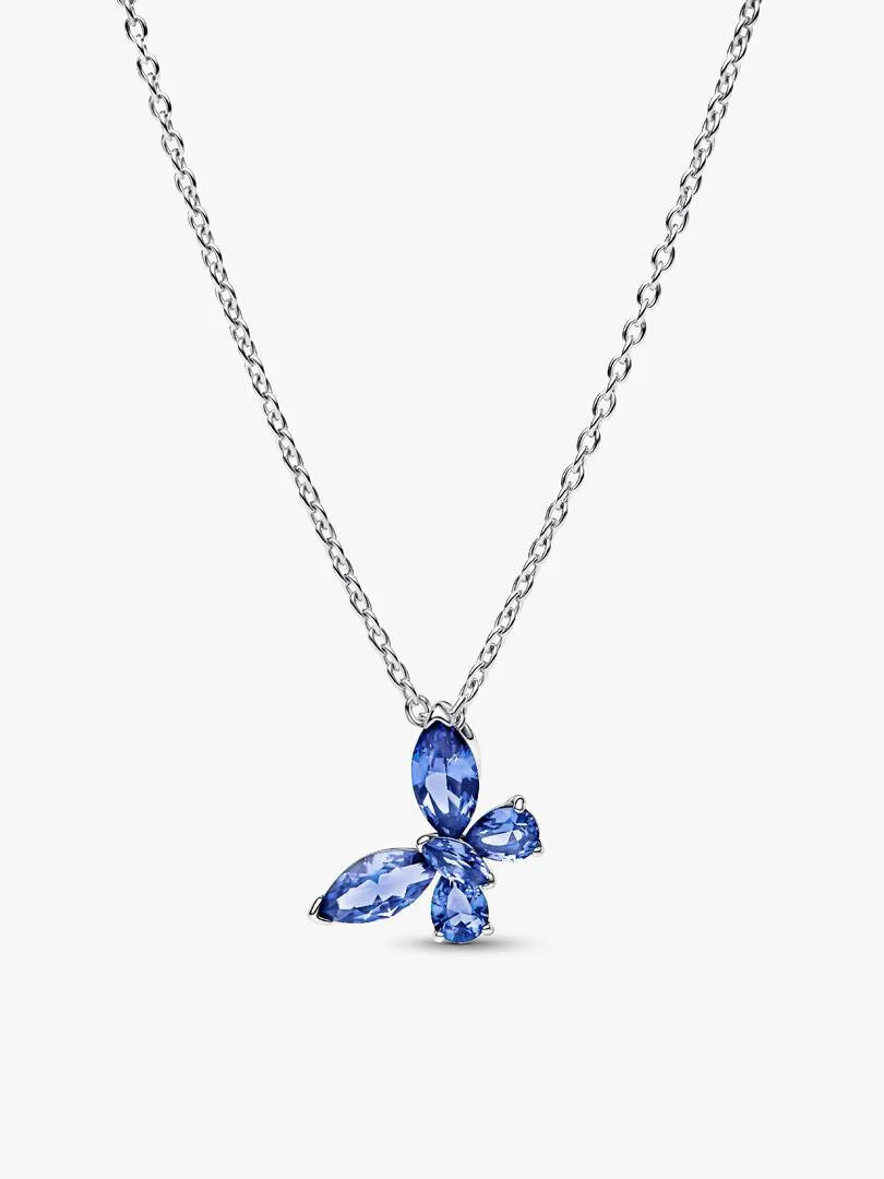 Parure Collier & Boucles d'Oreilles Papillon Bleu