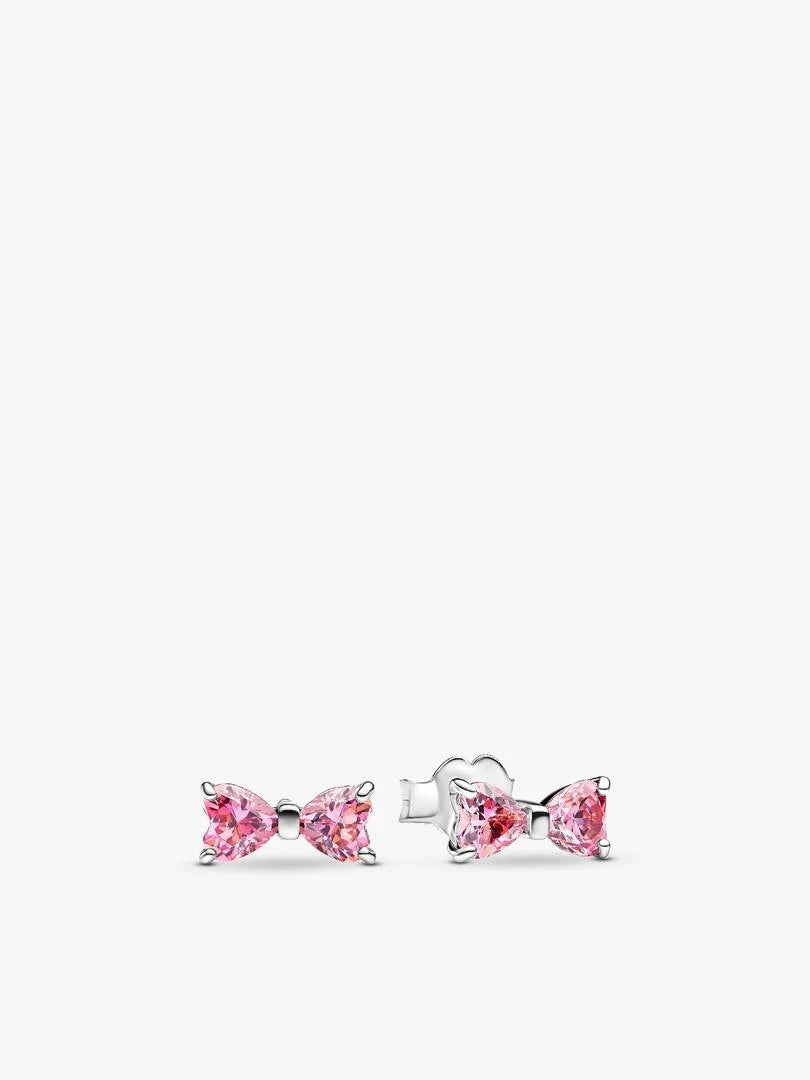 Parure Collier & Clous d'Oreilles Nœud Rose