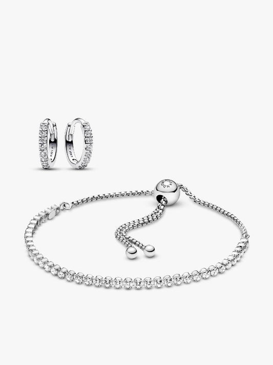 Parure Créoles Huggie et Bracelet Rivière